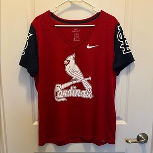 Nike Red and Navy Cardinals V-Neck Tee